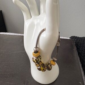 Pandora Silver and Yellow Beaded Bracelet